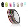 Fita para tirar unhas - linhas coloridas - adesivo - cores misturadas - 10 peças
