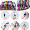 Fita para tirar unhas - linhas coloridas - adesivo - cores misturadas - 10 peças