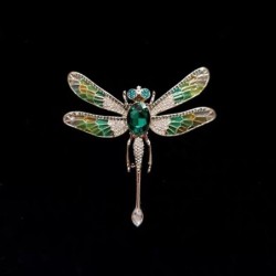 Luxuoso broche vintage - com libélula de cristal
