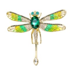 Luxuoso broche vintage - com libélula de cristal