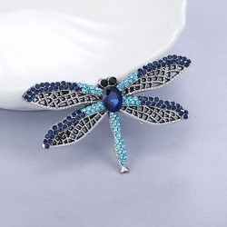 Broche elegante - com libélula de cristal colorida