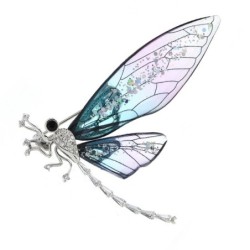 Broche de metal na moda - grande libélula com cristais