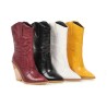 Botas de couro elegantes - metade do comprimento da panturrilha - salto de cunha grosso - estilo cowboy