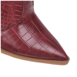 Botas de couro elegantes - metade do comprimento da panturrilha - salto de cunha grosso - estilo cowboy