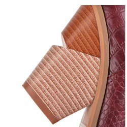 Botas de couro elegantes - metade do comprimento da panturrilha - salto de cunha grosso - estilo cowboy