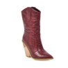 Botas de couro elegantes - metade do comprimento da panturrilha - salto de cunha grosso - estilo cowboy