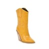 Botas de couro elegantes - metade do comprimento da panturrilha - salto de cunha grosso - estilo cowboy
