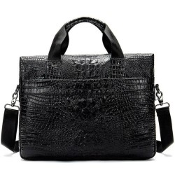 Bolsa de couro luxuosa - com alça de ombro - padrão de pele de crocodilo - couro genuíno