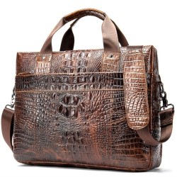 Bolsa de couro luxuosa - com alça de ombro - padrão de pele de crocodilo - couro genuíno