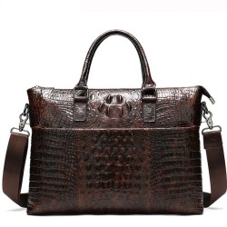 Bolsa de couro luxuosa - com alça de ombro - padrão de pele de crocodilo - couro genuíno