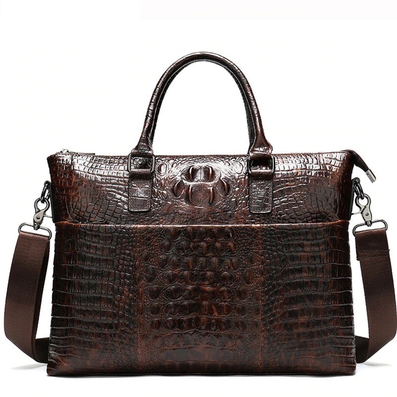 Bolsa de couro luxuosa - com alça de ombro - padrão de pele de crocodilo - couro genuíno