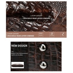 Bolsa de couro luxuosa - com alça de ombro - padrão de pele de crocodilo - couro genuíno