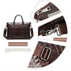 Bolsa de couro luxuosa - com alça de ombro - padrão de pele de crocodilo - couro genuíno