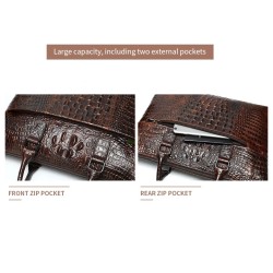 Bolsa de couro luxuosa - com alça de ombro - padrão de pele de crocodilo - couro genuíno