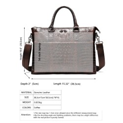 Bolsa de couro luxuosa - com alça de ombro - padrão de pele de crocodilo - couro genuíno