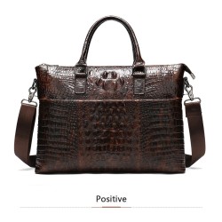Bolsa de couro luxuosa - com alça de ombro - padrão de pele de crocodilo - couro genuíno
