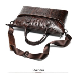 Bolsa de couro luxuosa - com alça de ombro - padrão de pele de crocodilo - couro genuíno