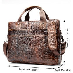 Bolsa de couro luxuosa - com alça de ombro - padrão de pele de crocodilo - couro genuíno