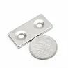 N35 - neodymium magnet - strong block - 40 * 20 * 3mm - with double 5mm hole - 2 piecesN35