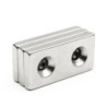 N35 - neodymium magnet - strong block - 40 * 20 * 5mm - with double 5mm hole - 2 piecesN35
