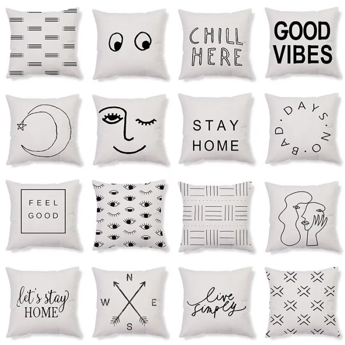 Decorative cushion cover - black and white geometry - 45cm * 45cmCushion covers