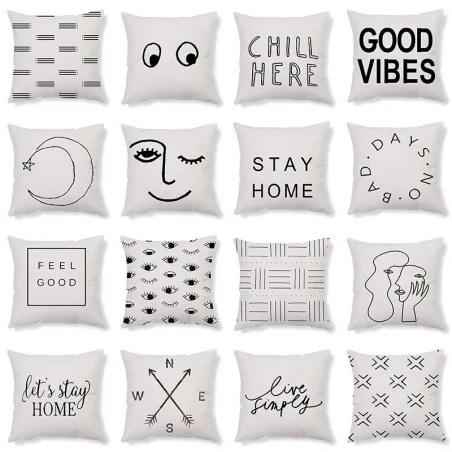 Decorative cushion cover - black and white geometry - 45cm * 45cmCushion covers