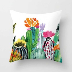 Capa de almofada decorativa - plantas tropicais - cacto - monstera - folha de palmeira verde - 45 cm * 45 cm