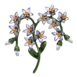 Broche de resina na moda - folhas verdes / flores / pérolas