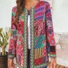 Fashionable loose cardigan - long sleeve summer coat - ethnic floral printJackets