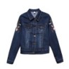 Jaqueta jeans curta - bordado de flores vintage