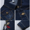 Jaqueta jeans curta - bordado de flores vintage