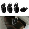 Universal tire valves caps - aluminum - hand grenade shaped - 4 piecesValve caps