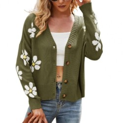 Cardigan clássico - suéter manga longa - com botões - padrão floral