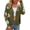 Cardigan clássico - suéter manga longa - com botões - padrão floral