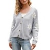 Cardigan clássico - suéter manga longa - com botões - padrão floral
