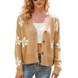 Cardigan clássico - suéter manga longa - com botões - padrão floral
