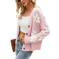 Cardigan clássico - suéter manga longa - com botões - padrão floral