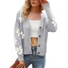 Cardigan clássico - suéter manga longa - com botões - padrão floral