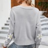 Cardigan clássico - suéter manga longa - com botões - padrão floral