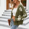 Cardigan clássico - suéter manga longa - com botões - padrão floral