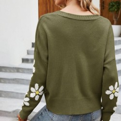 Cardigan clássico - suéter manga longa - com botões - padrão floral