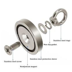 36mm - 50kg - ímã de recuperação de neodímio - detector de metais - gancho de garra