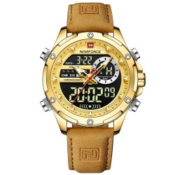 NAVIFORCE - sports - military quartz watch - leather strap - LCD LED display - waterproofWatches