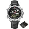 NAVIFORCE - sports - military quartz watch - leather strap - LCD LED display - waterproofWatches