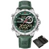 NAVIFORCE - sports - military quartz watch - leather strap - LCD LED display - waterproofWatches