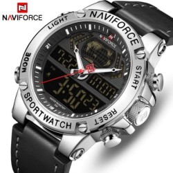 NAVIFORCE - relógio esportivo moderno - quartzo - analógico - pulseira de couro - à prova d'água