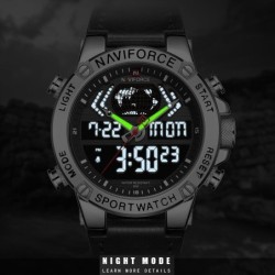 NAVIFORCE - relógio esportivo moderno - quartzo - analógico - pulseira de couro - à prova d'água