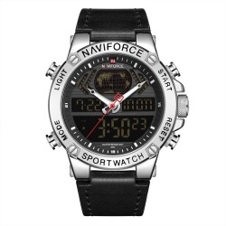 NAVIFORCE - relógio esportivo moderno - quartzo - analógico - pulseira de couro - à prova d'água