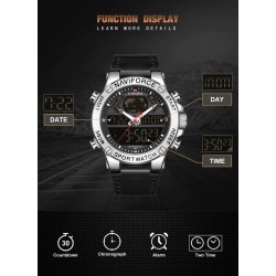 NAVIFORCE - relógio esportivo moderno - quartzo - analógico - pulseira de couro - à prova d'água