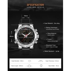 NAVIFORCE - relógio esportivo moderno - quartzo - analógico - pulseira de couro - à prova d'água